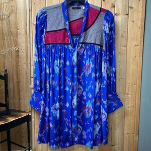 LUX blue printed babydoll style dress. Size medium. Falls at the knees Depending